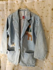 Vintage Sun Belt Denim Blue Jean Jacket Size Small "lodge Theme"