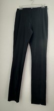 Mango Womens Leather Effect Pants M Straight Leg Front Slit Goth Grunge *READ