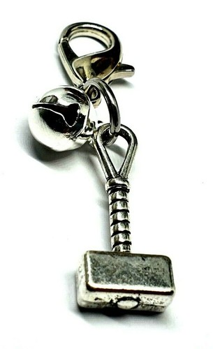 Collar Charm Cat Dog Thors Hammer Viking Hammer Purse Charm Bell With Clip Uk - Picture 4 of 24