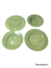 Pottery Barn Service For 2 Sausalito Sage Green  Salad Bowls & 12” Dinner Plates