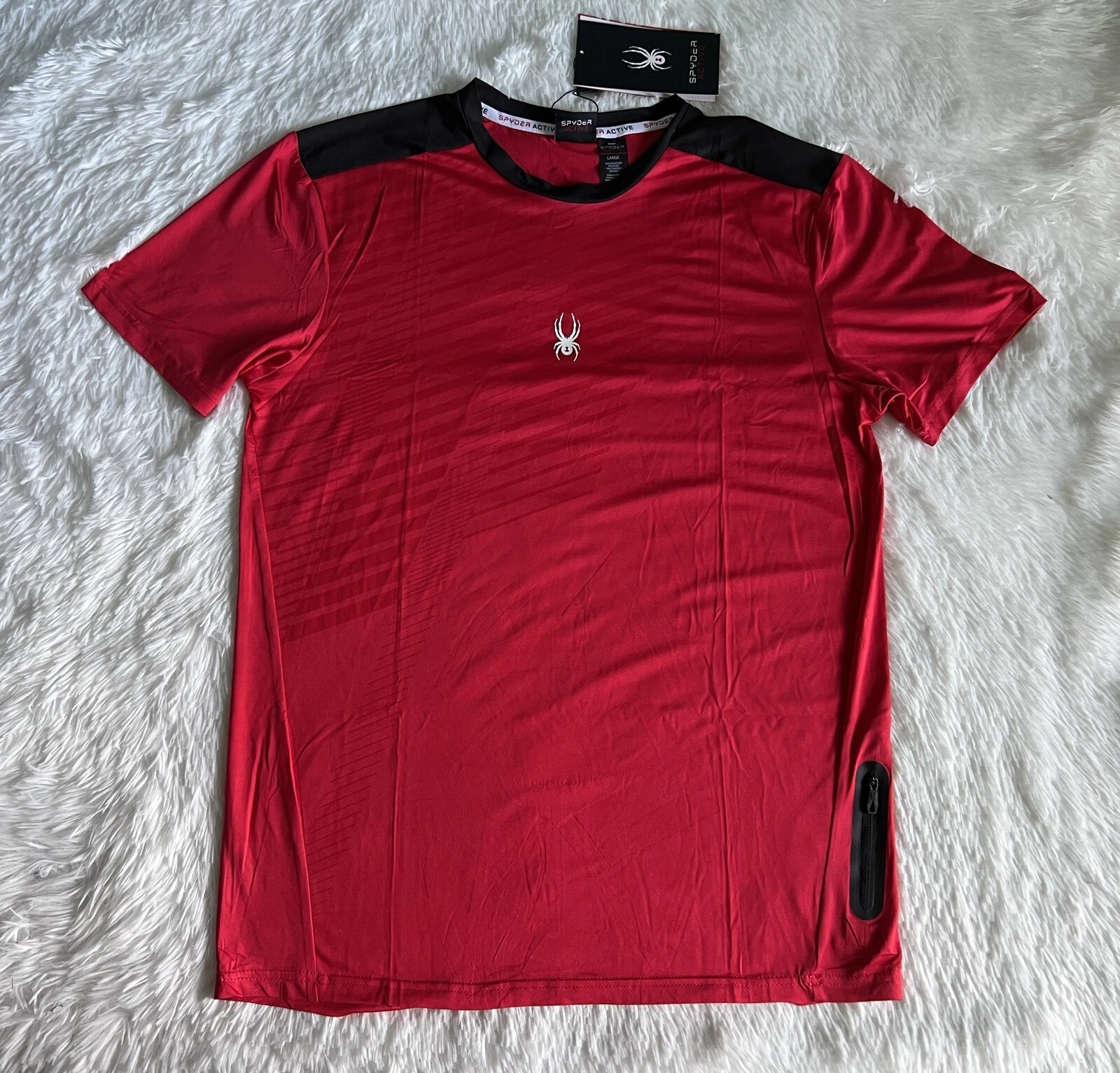 Spyder Active Performance T Shirt Men’s Large Red Wicking Quick Dry Stretch