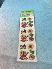 Vintage SANDYLION Sticker Sheet NEW 90s Flowers Garden Glitter New Old Stock