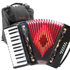 Rossetti 25 Keys 12 Bass Buttons 2512 Piano Accordion - Black  Padded Bag