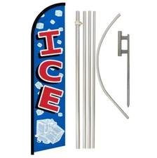 Ice Full Curve Windless Swooper Flag Pole Kit Concessions Drinks
