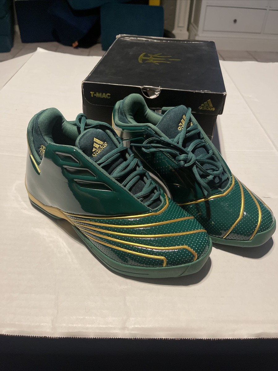 Adidas Mens Size 8 TMAC 2 Restomod Green Gold Basketball  display picture 3