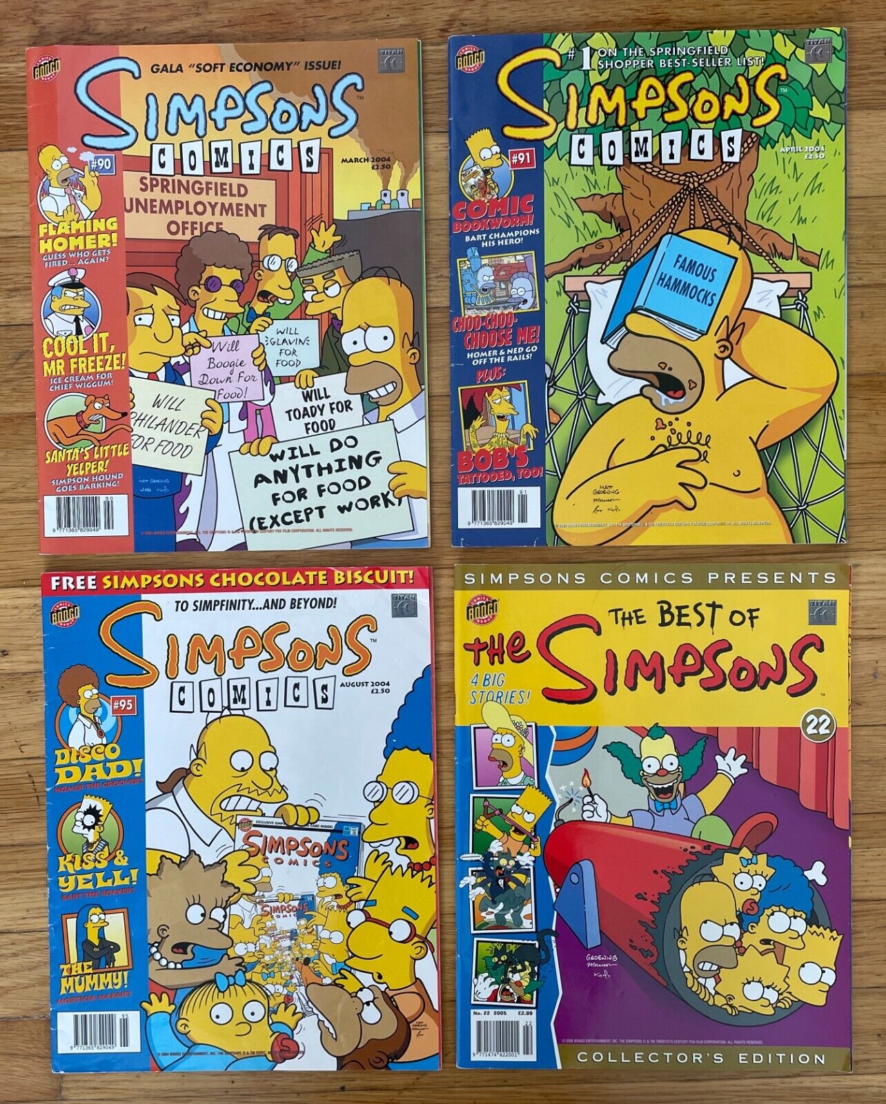 UK Simpsons Comic Book Lot w/ Posters Bongo Comics Issues 90 91 95 Best Of # 22