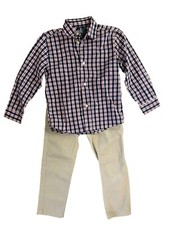 Izod Boys Size 6 Youth Large Set - Red Blue Long Sleeve Button Down Khaki Pants