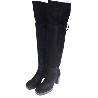 Free People Women's Echo US6-6,5  EU37 Black Suede Platform Over The Knee Boots 