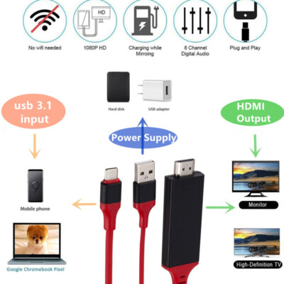CHEOTIME Tipo MHL USB C A HDMI HDTV AV Adattatore Per Cavo TV Per MHL Android Phone Tablet - Foto 2
