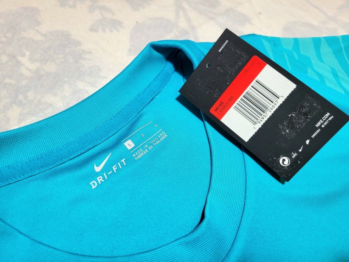 NIKE Strike Mens Dri-Fit Soccer Jersey Shirt Top Aqua Blue Sz