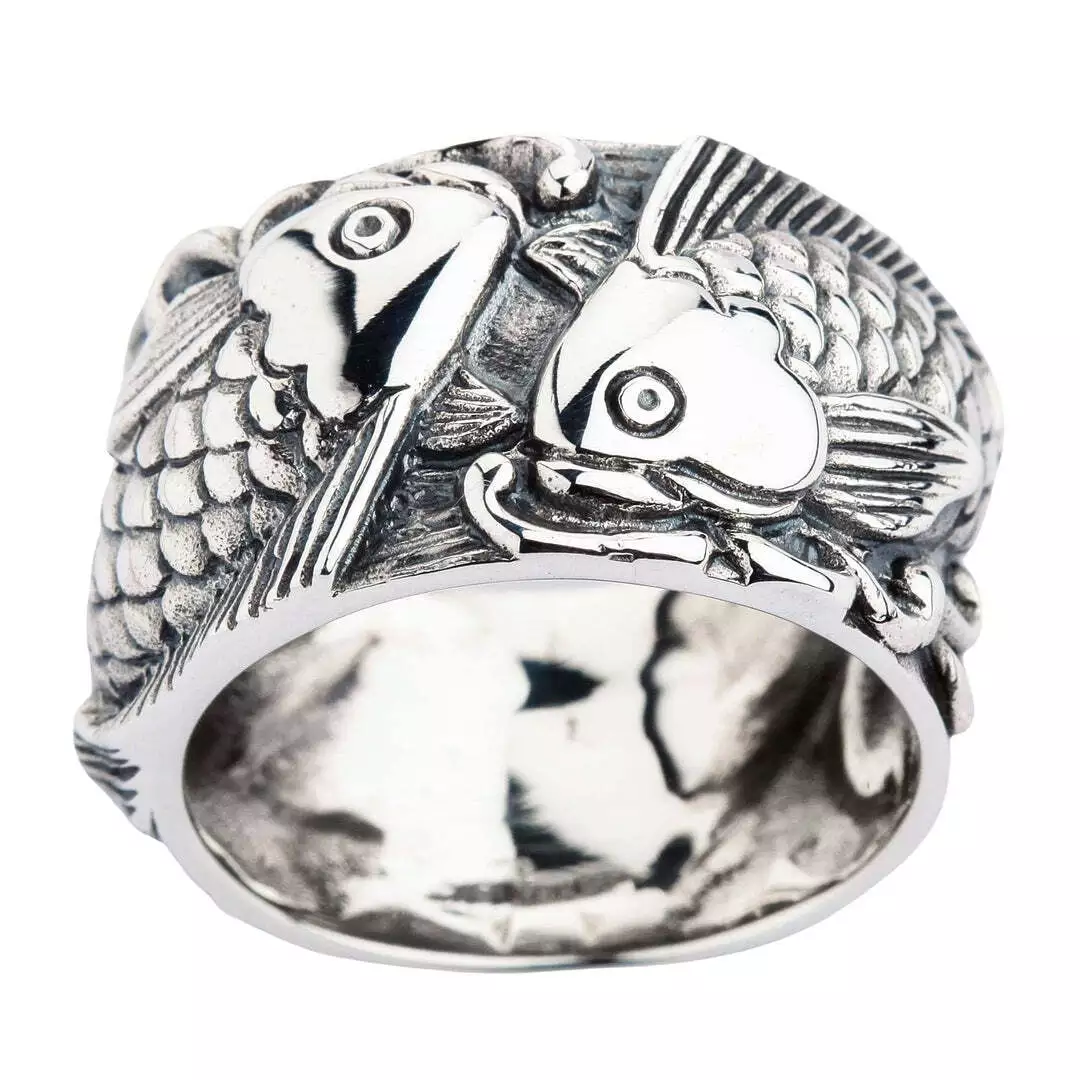 JAPANESE KOI FISH TATTOOS 925 STERLING SILVER RING NEW CARP