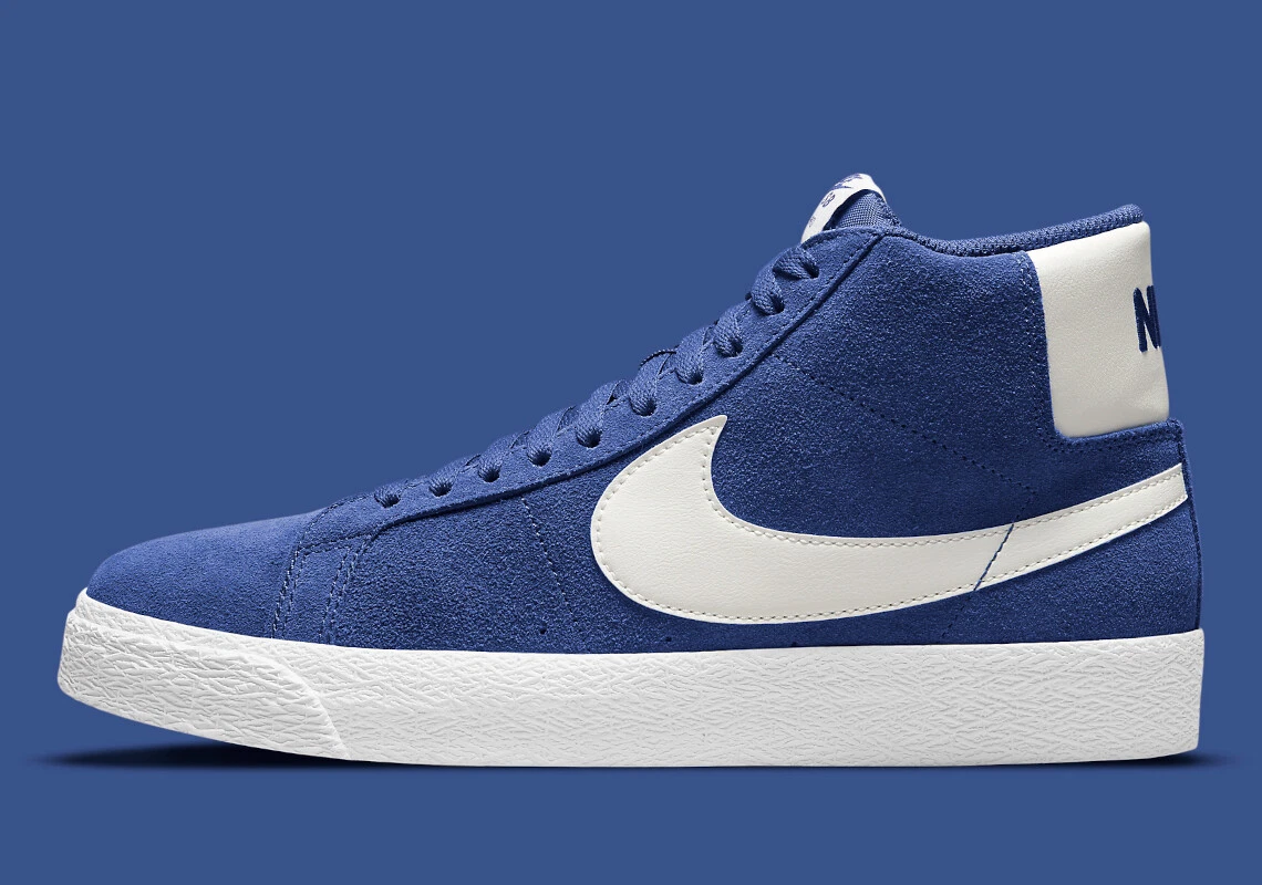 Nike SB Zoom Blazer Mid Royal Blue Suede Deep White 864349-403 Men's Skate Shoes
