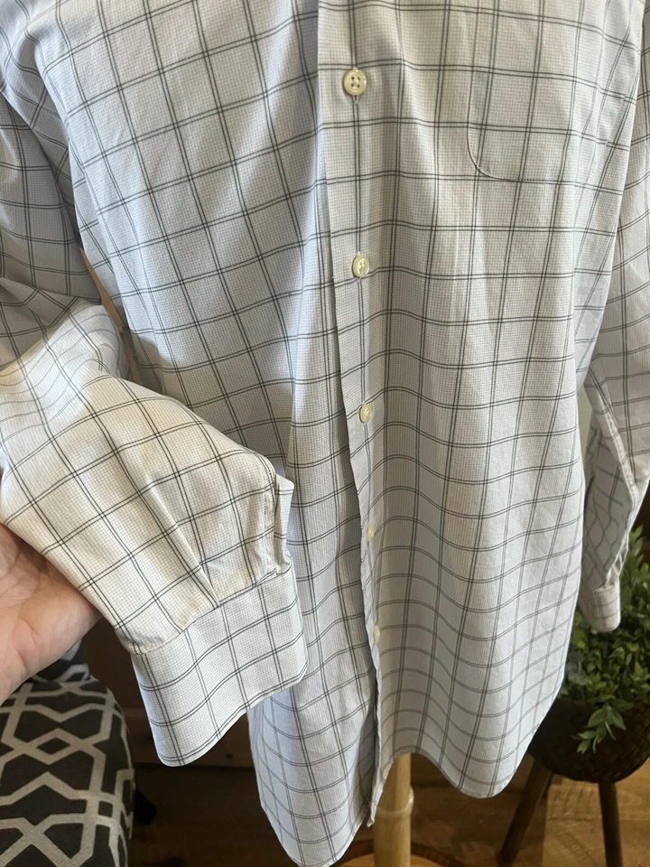 NUEVA NAUTICA 16 1/2 -36/37 Camisa de Vestir Para Hombre Manga Larga, Tostada y Gris Cuadros Foto 3 de 4