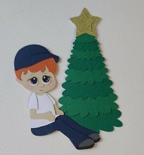 Christmas Tree Boy Red Hair. Scrapbook, Card Making Paper Piecing