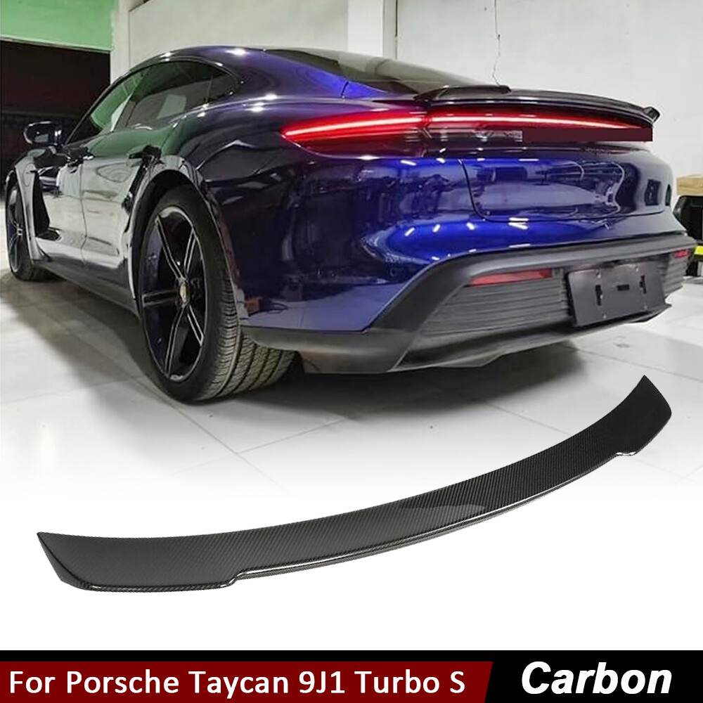 For Porsche Taycan 9J1 Turbo S 2020-2024 Real Carbon Rear Trunk Spoiler Wing Lip