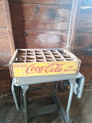 Yellow Wooden Coca-Cola 24 Bottle Crate Carrier with Dividers | eBay