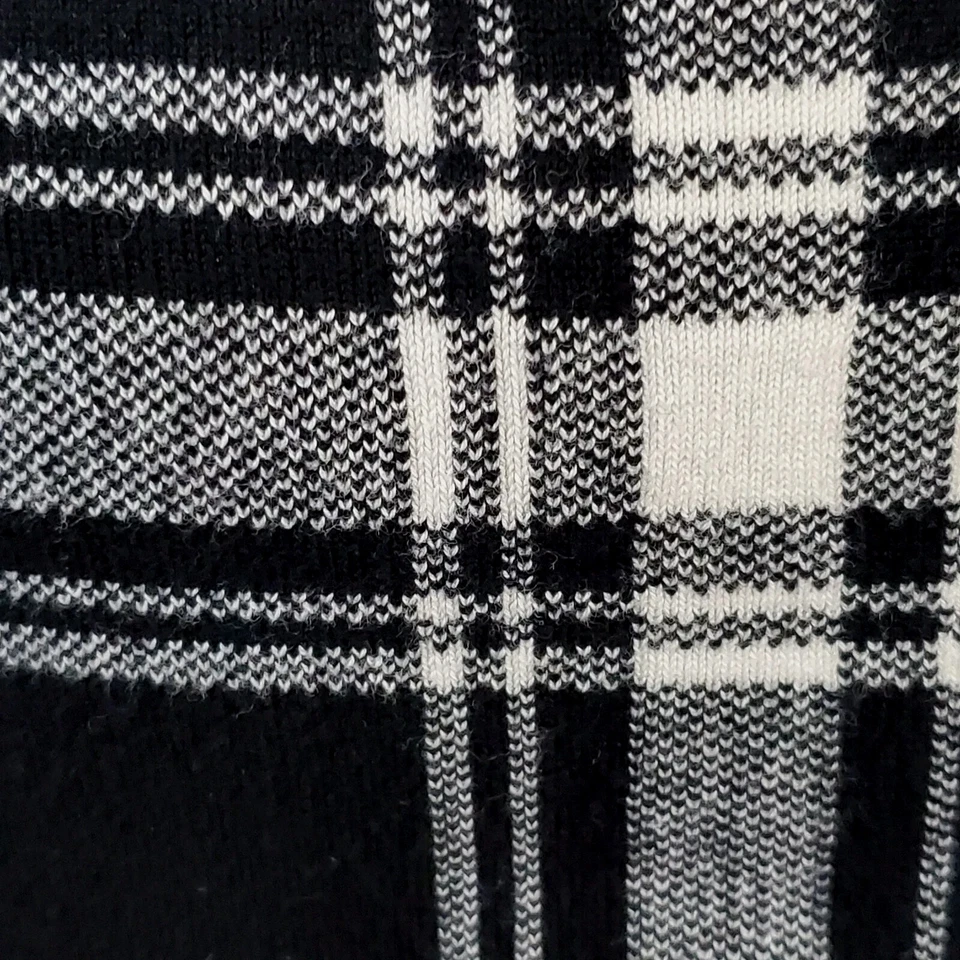 Vestido Vaina Tejido Manga 3/4 Chaps Wear to Work L Elástico Blanco y Negro Cuadros Foto 2 de 4