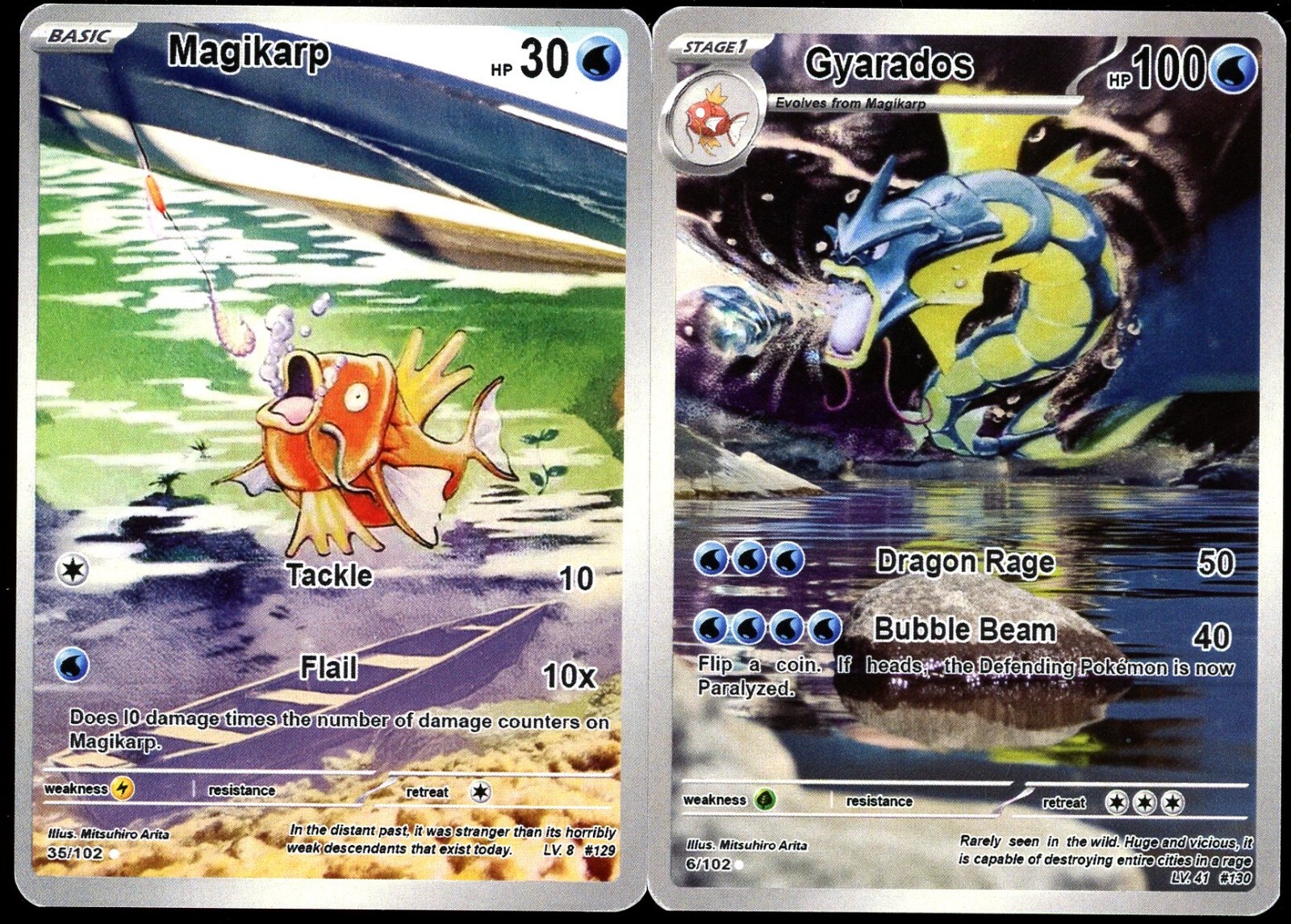 Magikarp & Gyarados illustration rare Pokemon Card Fan Art Alt Art
