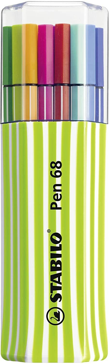 Stabilo Pen 68 Single Pack. Astuccio In Plastica Verde 15 Col.Ass. 4006381458191