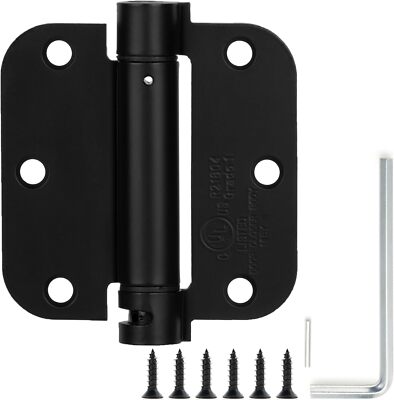 Self-Closing Door Hinge 3.5 Inch Rounded 5/8 Radius Interior, Spring Loaded Hing