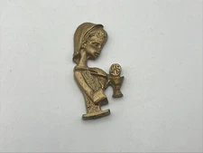 IHS First Communion? Emblem Medallion Religious Girl Chalice Host 1-7/8" Vintage
