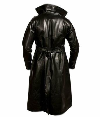 STEAMPUNK GOTHIC HALLOWEEN DRAVEN MEN BLACK LEATHER LONG TRENCH COAT