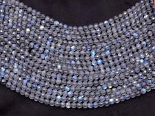 AAA Labradorite 3mm-4mm Semi Precious Gemstone Faceted Round Beads 13"Strand
