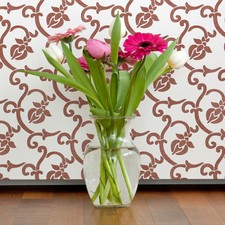 Blumen Allover Rankgitter Wandschablonen Abel f&uuml;r DIY Dekor Tapetenoptik