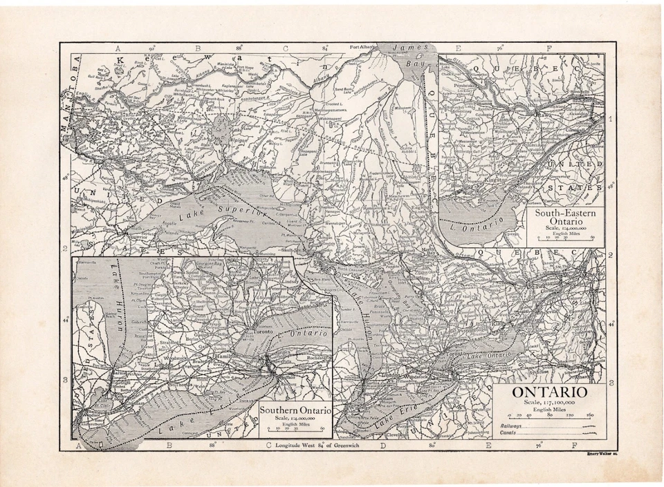 ONTARIO - South Eastern Southern Canada 1911 Original Antique Map w Video - Image 2 of 2