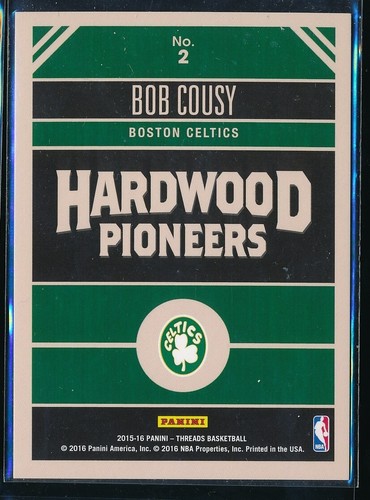 2015-16 Panini Threads Hardwood Pioneers Century Proof Red /49 Bob Cousy #7 HOF - Picture 2 of 2