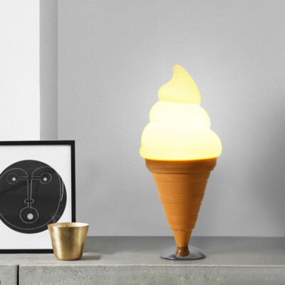 Ice Cream Cones Table Lamp Creative Cafe Dessert Shop Desk Light Bedroom Fixture