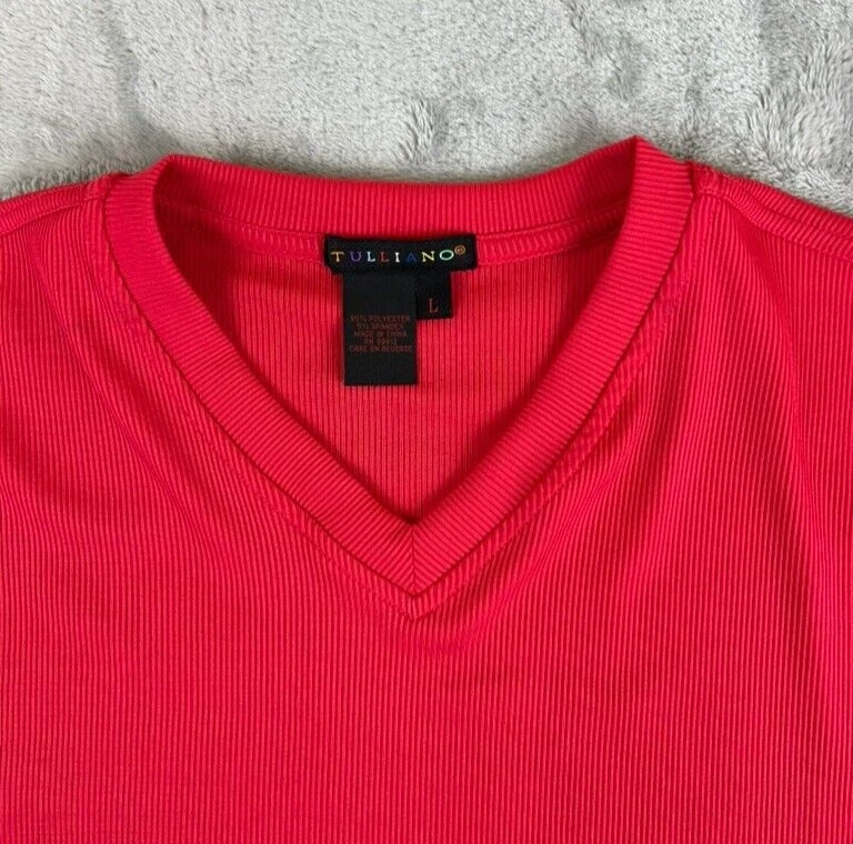 Camisa Tulliano Para Hombres Grande Roja Manga Corta Informal Calce Clásico Camisa de Golf Foto 3 de 4