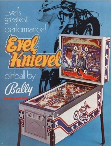 1976  Evel Knievel Bally Pinball Machine Release Reprint Ad - Picture 1 of 1