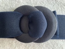 VTG Corset Belt Womens Medium Navy Blue Stretch Fabric Covered Circle Buckle
