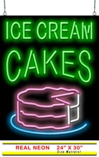 Ice Cream Cakes Neon Sign  Jantec  24" x 30"  Bakery Birthday Event Party