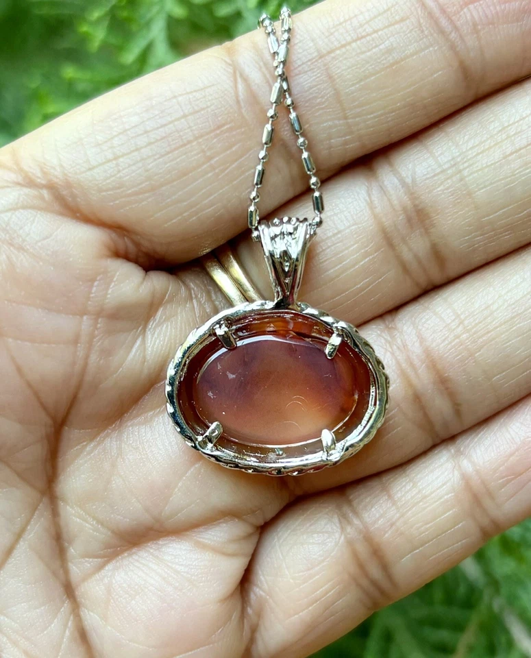 Medallón colgante de ágata relleno de oro blanco, moda Akik CADENA SURTIDA GRATIS #2 Foto 3 de 4