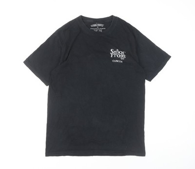 Schwarzes T-Shirt Herren UK Größe M Señor Frosch