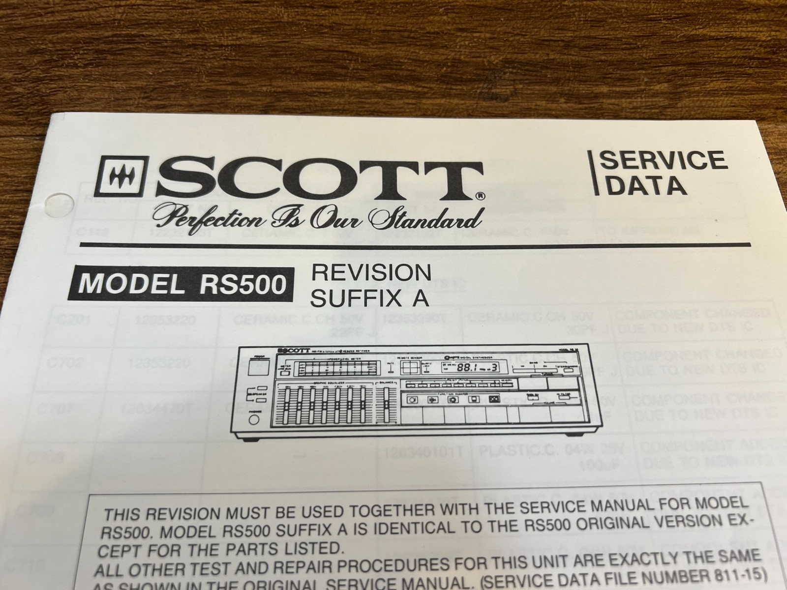Original Scott RS500 Receiver Service Manual/Schematic