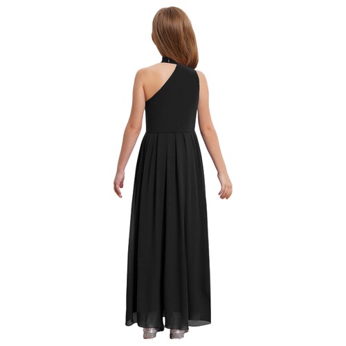 Mädchen Festliches Kleid Lange Brautjungfernkleider Chiffon Hochzeits Outfits - Picture 29 of 121