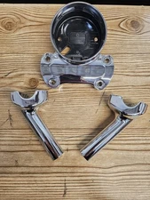 Chrome Risers With Gauge Mount And Gasket M8 Softail