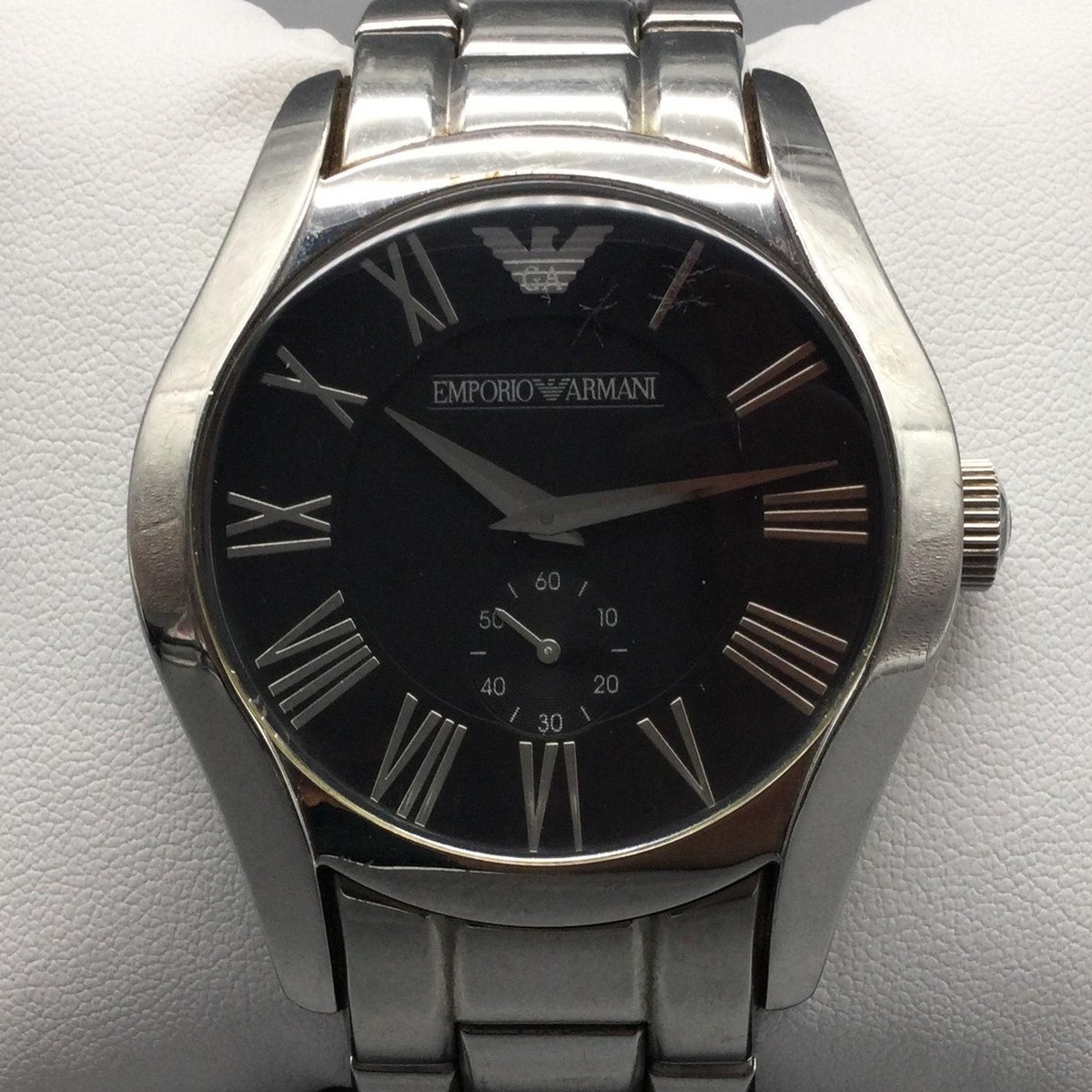 Emporio Armani Mens Watch 43mm Black Dial Stainless AR-0680 New 
