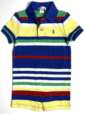 New with Tags Polo Ralph Lauren Boys Classic Striped Romper sz 6m