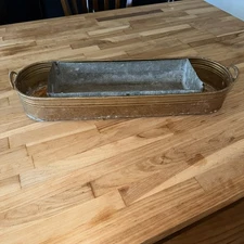 Vintage Copper And Lead Lined Copper Planter 21” Long Oval Jardiniere Farmhouse