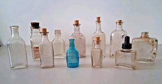 Vintage Lot of 11 Small Glass Bottles Various Brands: Honey Acres Souders Etc.