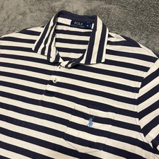 Polo Ralph Lauren Men's Striped Polo Shirt Navy White Short Sleeve Pocket XL