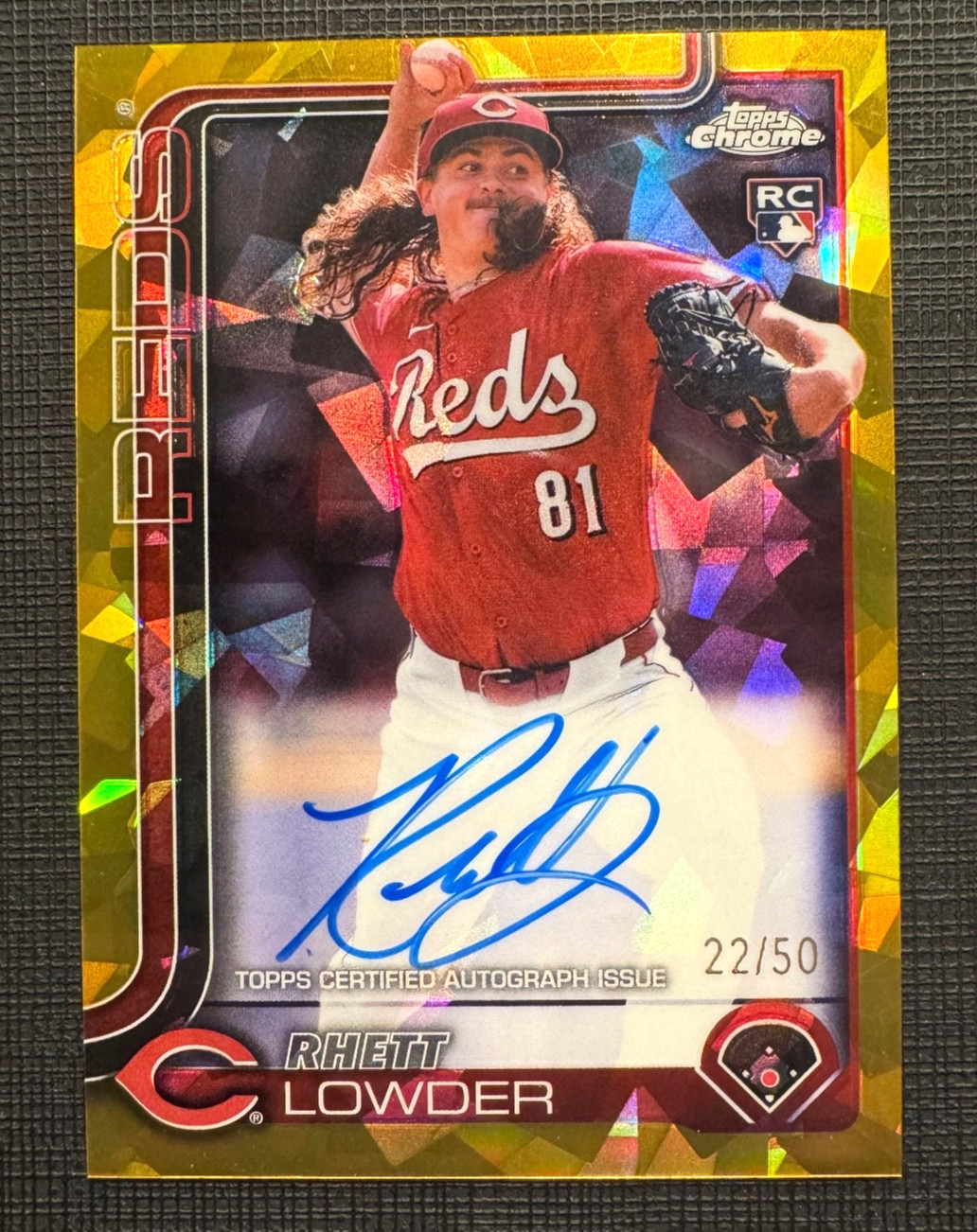 2025 Topps Chrome Sapphire - Rhett Lowder Gold Sapphire Rookie Auto /50 #RA-RL