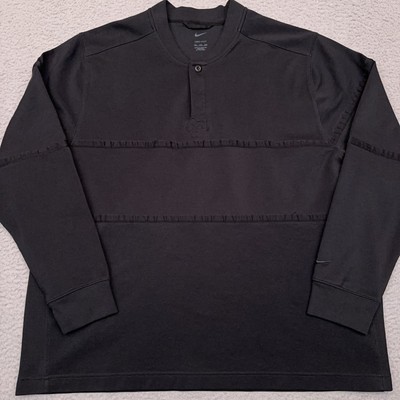 Nike Golf Dri-Fit Long Sleeve Pullover Sweatshirt Men's XXL Black Henley DH1266