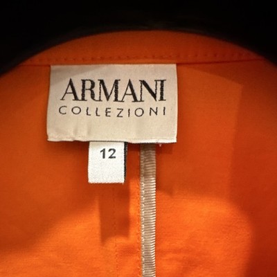 Armani Collezioni Womens Orange Button Short Jacket Size 12 Long Sleeve