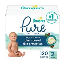 Pampers Pure Protection Diapers Size 2, 120ct Plant-Based Dermatologist Approved