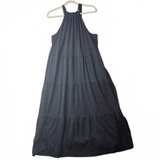 Max Studio Plus Black Tiered Halter Maxi Dres...